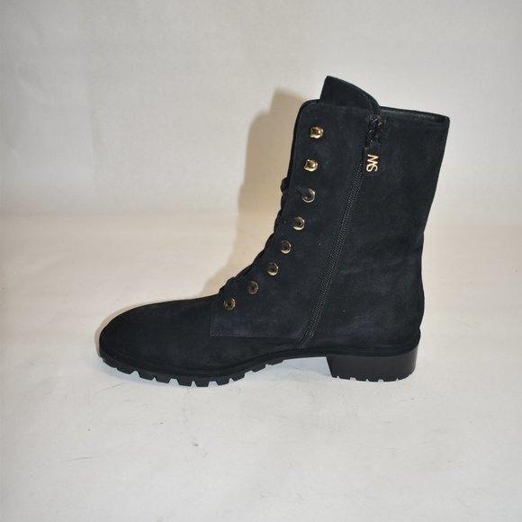 Stuart Weitzman Women's Black Laine Suede Combat Boot Size 8 - Picture 4 of 11